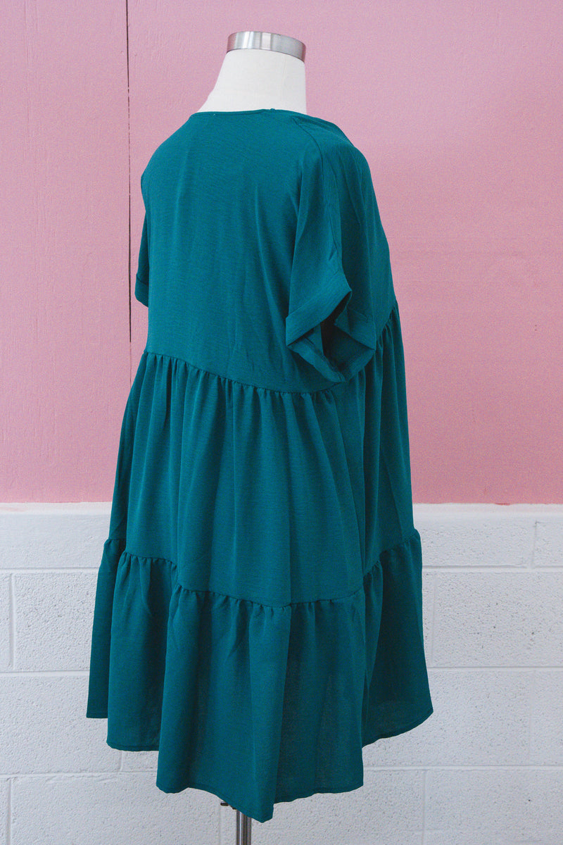 In The Wild Tiered Dress, Green | Plus Size