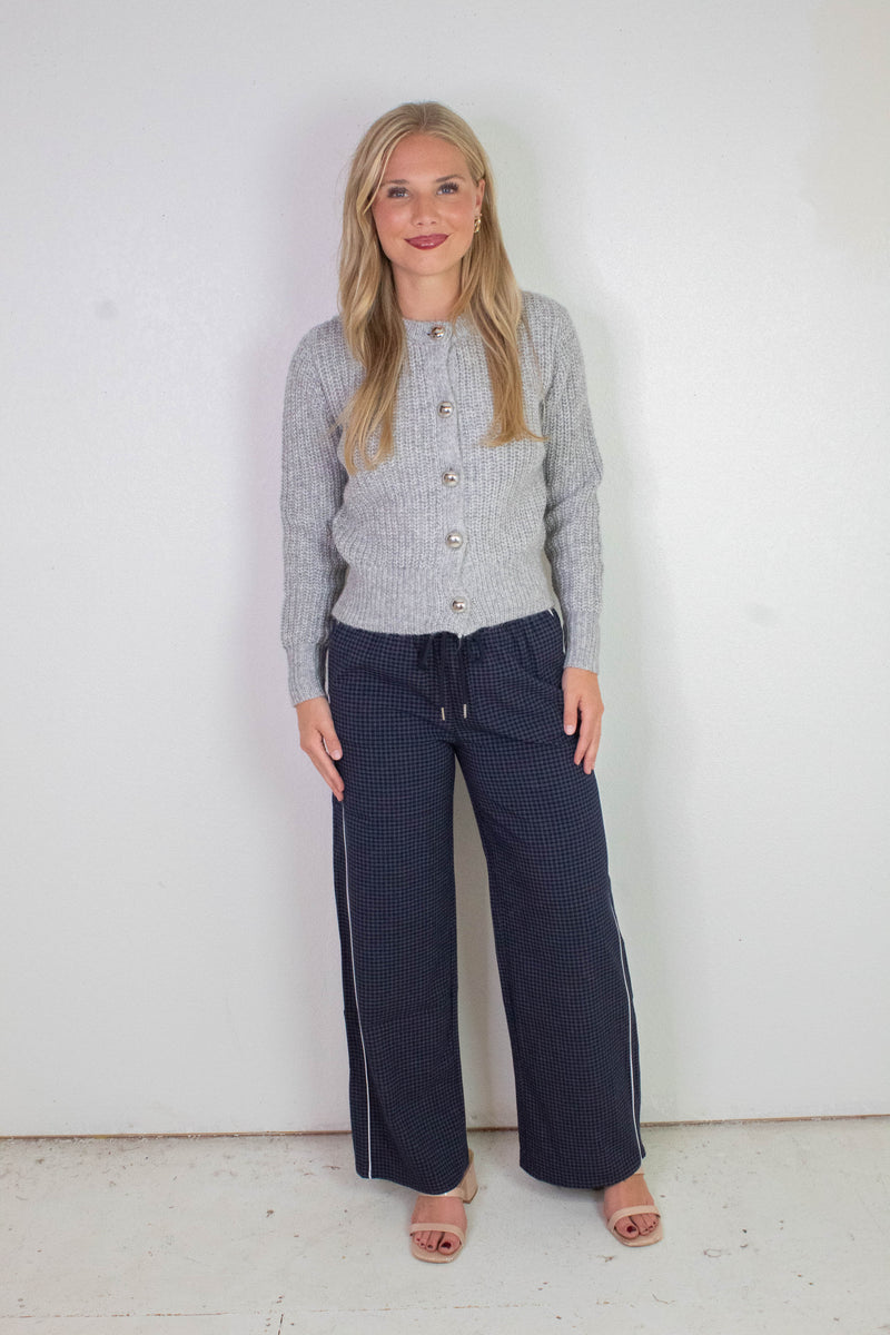 Letrice Silver Button Cardigan, Silver Grey Melange | RD Style