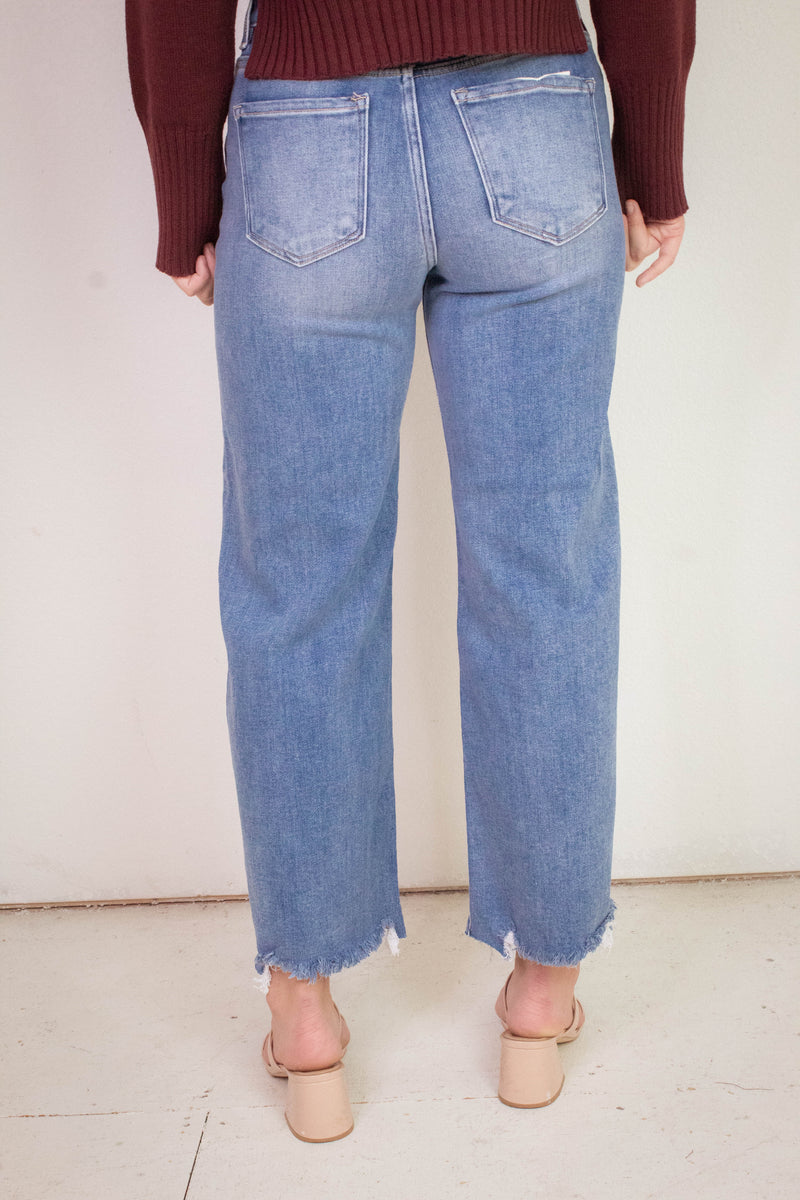 Charlotte High Rise Lightly Distressed Jeans, Medium