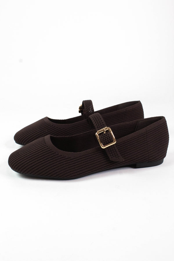 Brita Mary Jane Ballet Flat, Chocolate Knit