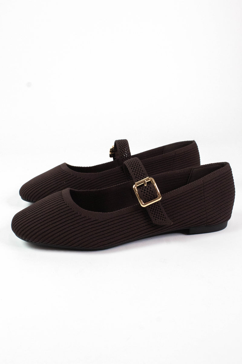 Brita Mary Jane Ballet Flat, Chocolate Knit