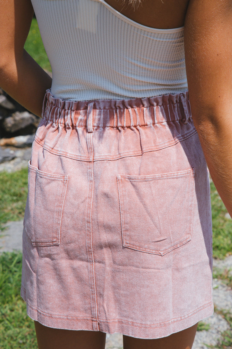 It Girl Paperbag Mini Skirt, Rust