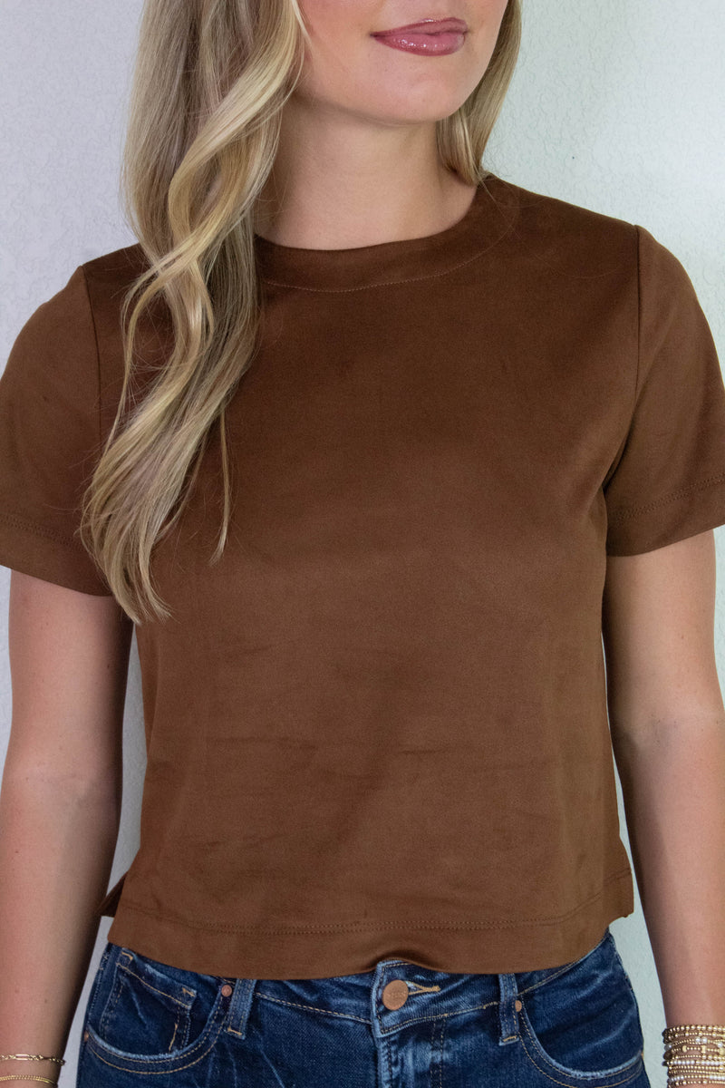 Ezra Faux Suede Top, Chicory Coffee | Steve Madden