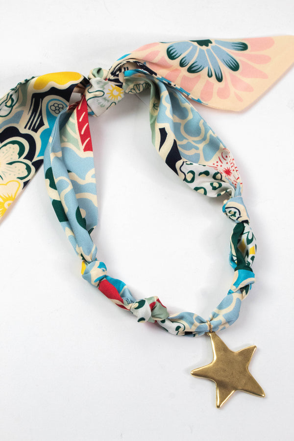 Nantucket Artisan Star Scarf Necklace, Blue/Sage | Nora James Jewelry
