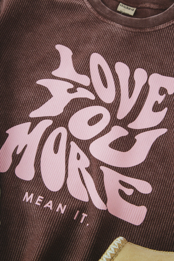 Love You More Corded Sweatshirt, Maroon | Friday+Saturday