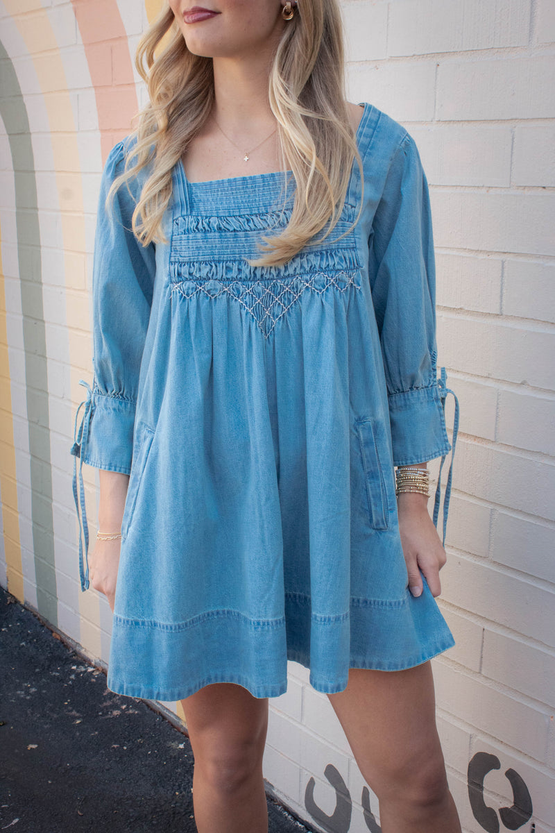 Sonora Denim Mini Dress, Cornflower | Free People