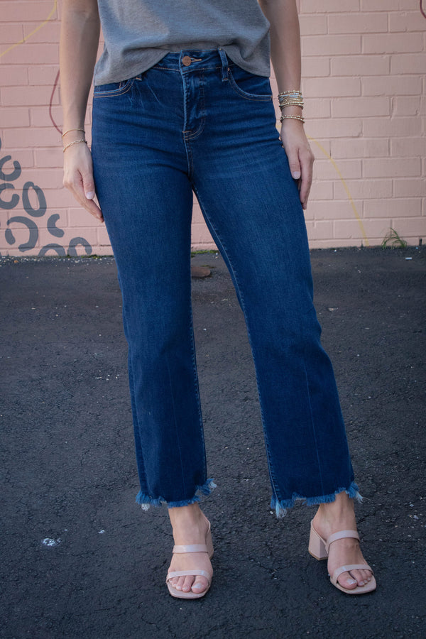 Freya High Rise Ankle Straight Jeans, Dark