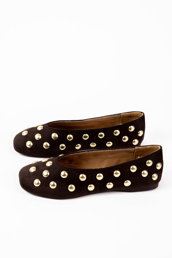 Karma Faux Suede Studded Flat, Brown | DV by Dolce Vita