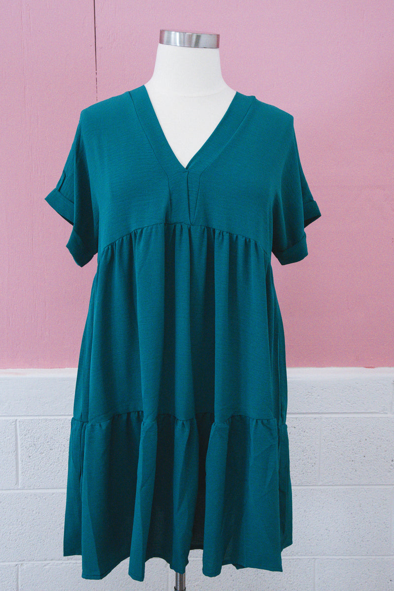 In The Wild Tiered Dress, Green | Plus Size
