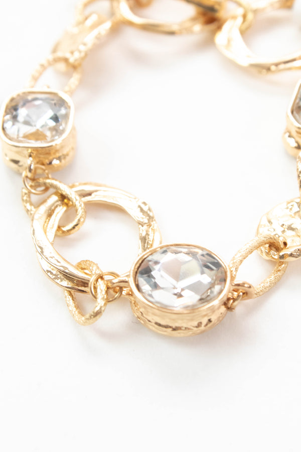 Marilynn Open Circle Clear Stone Bracelet, Gold