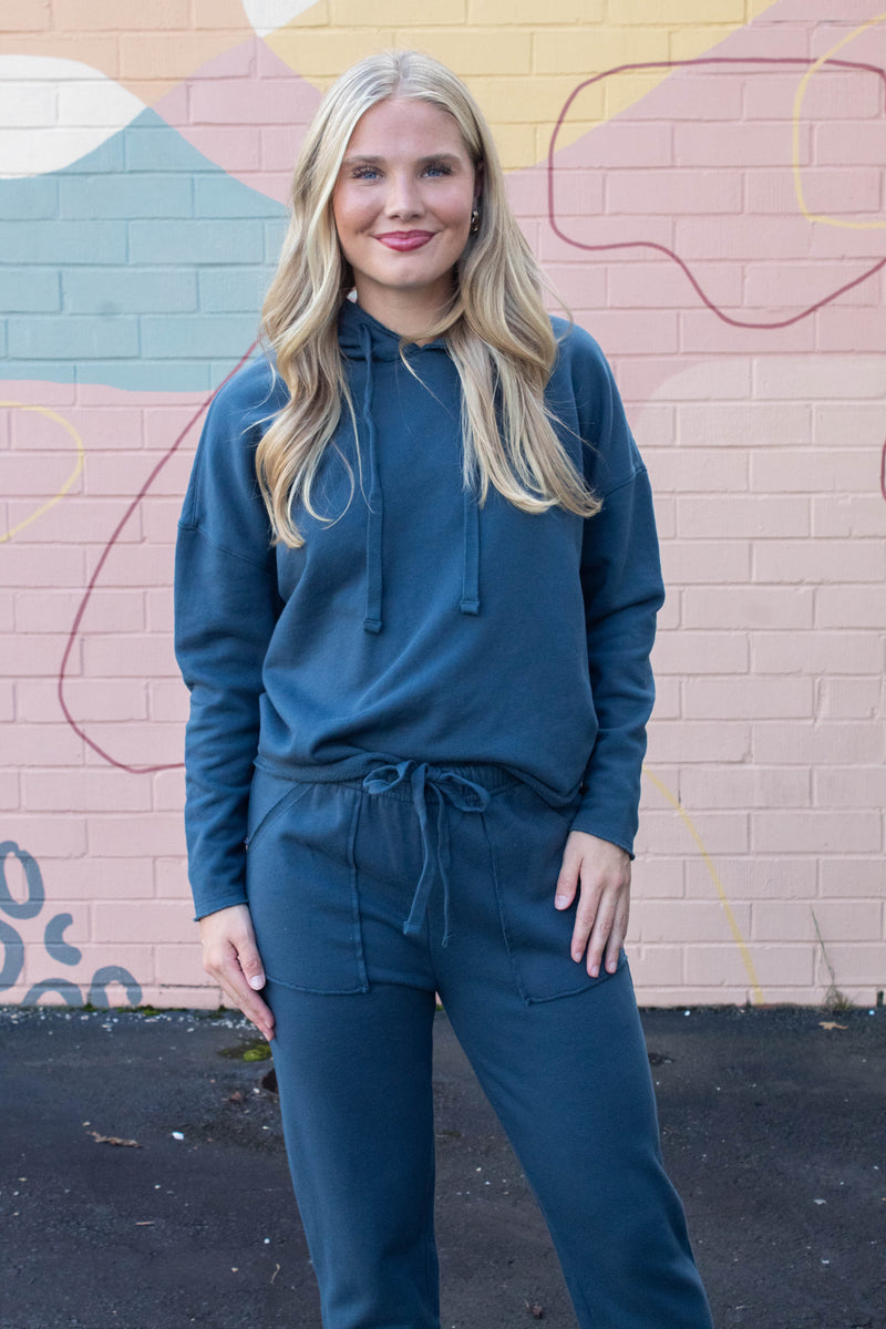 Callie Tapered Lounge Pants, Midnight Navy