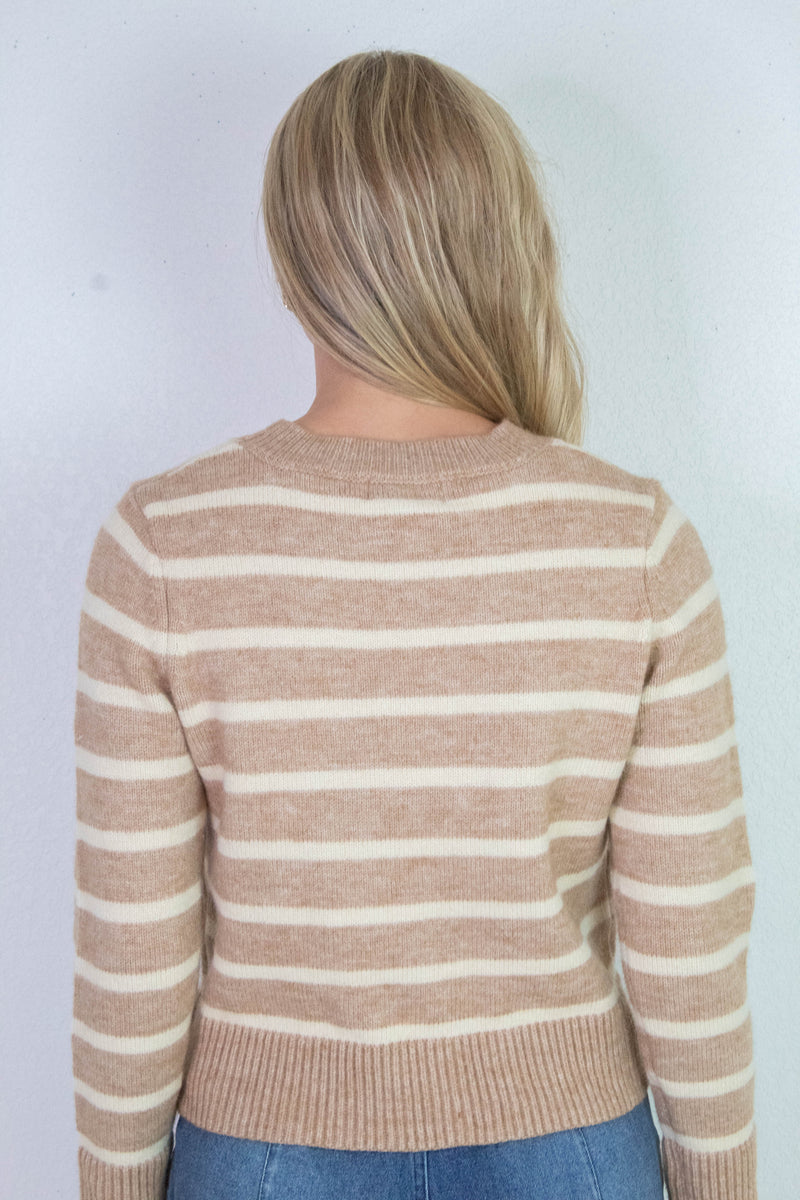 Sheri Striped Sweater, Taupe Cream | Sadie & Sage