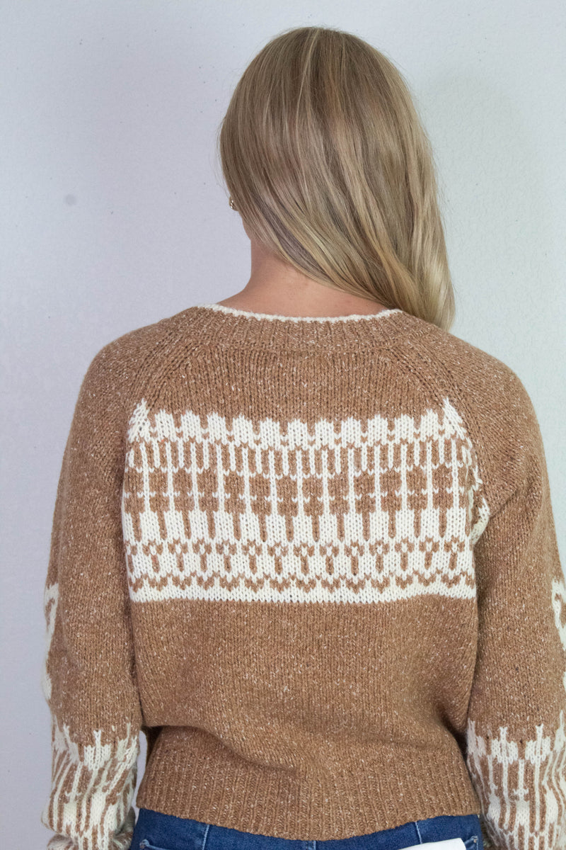 Tali Swan Jacquard Cardigan, Caramel
