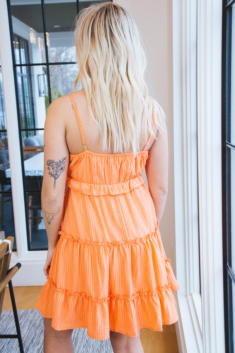 Molly Textured Cami Dress, Tangerine