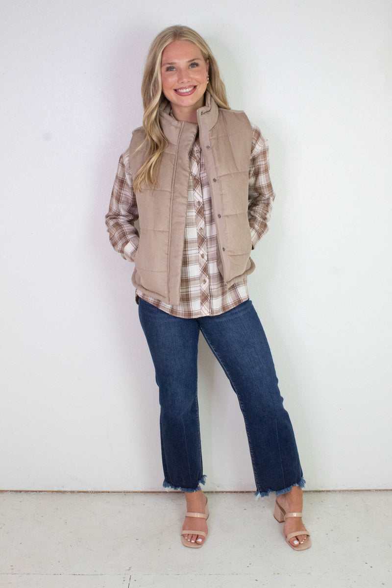 Monroe Brown Plaid Flannel Shirt, Mocha