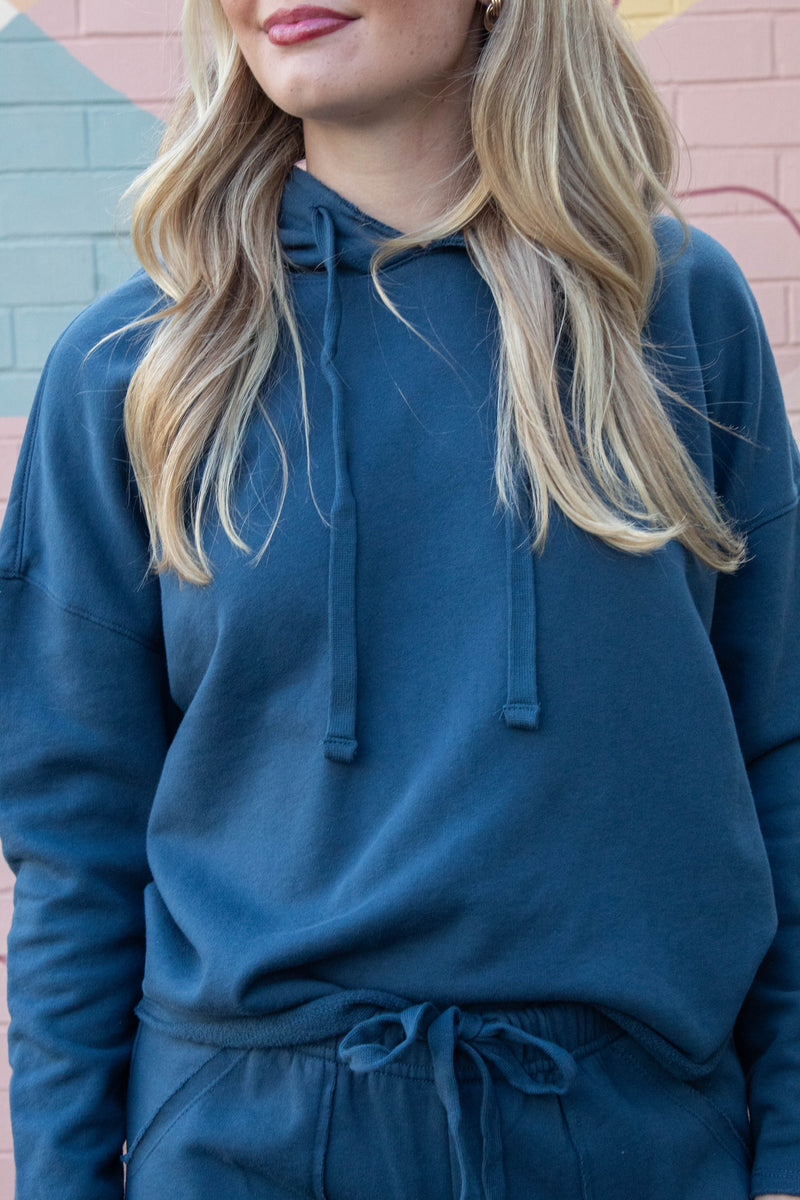 Myla Everyday Raw Edge Hoodie, Midnight Navy