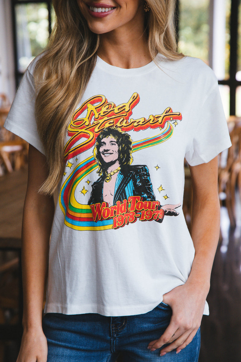 Rod Stewart Rainbow Tour Tee, Vintage White | Daydreamer