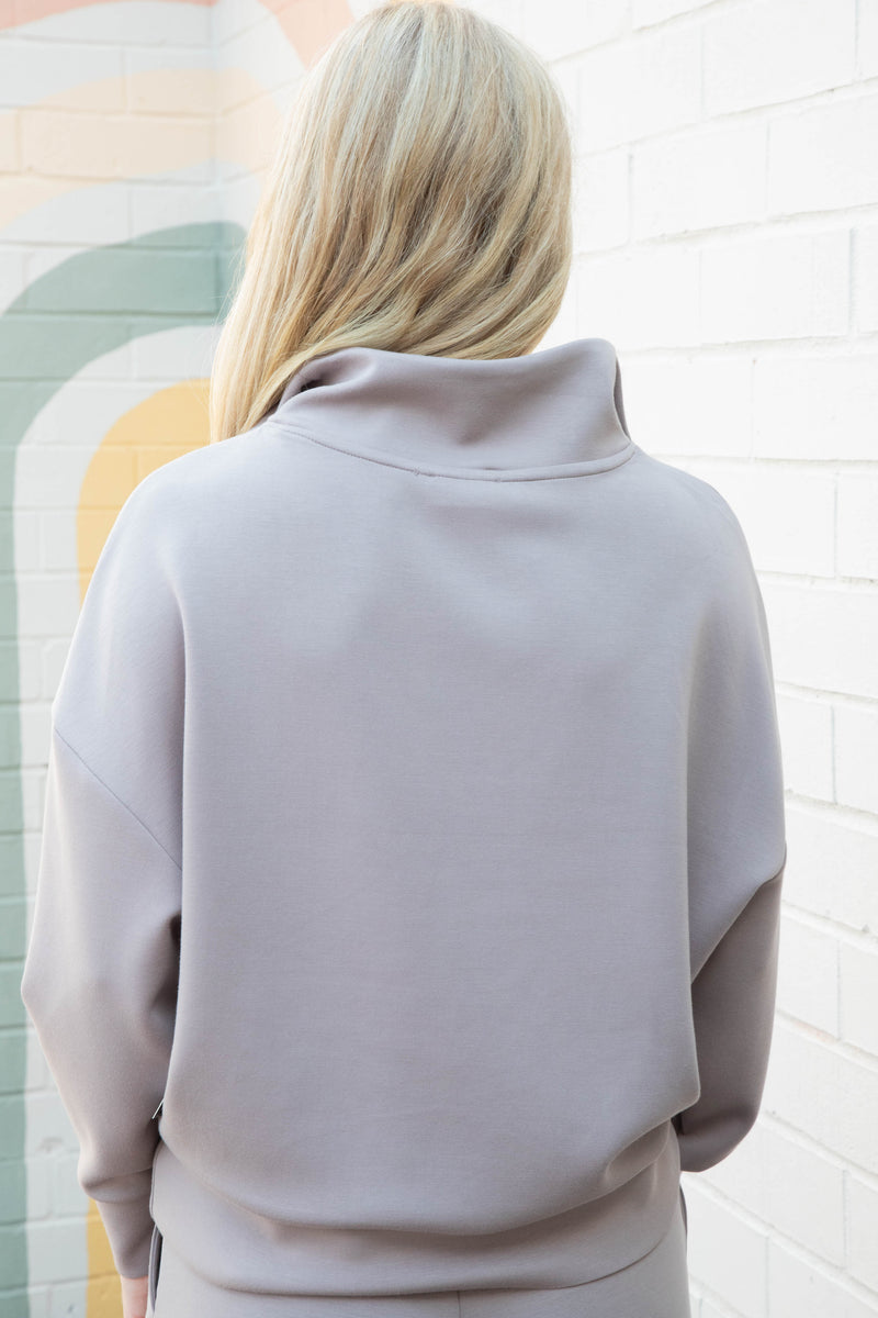 Seanni Soft Knit Half Zip Pullover, Fog | RD Style