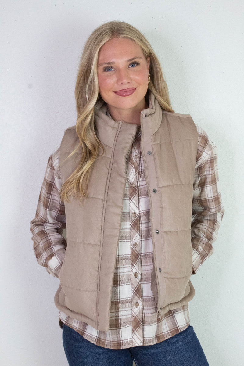Monroe Brown Plaid Flannel Shirt, Mocha