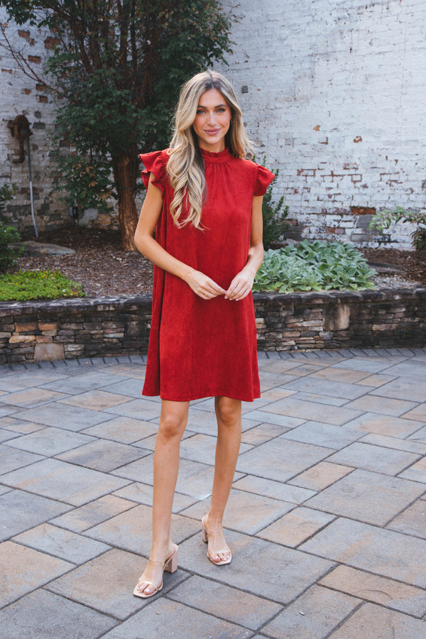 Santiago Suede Dress, Rust