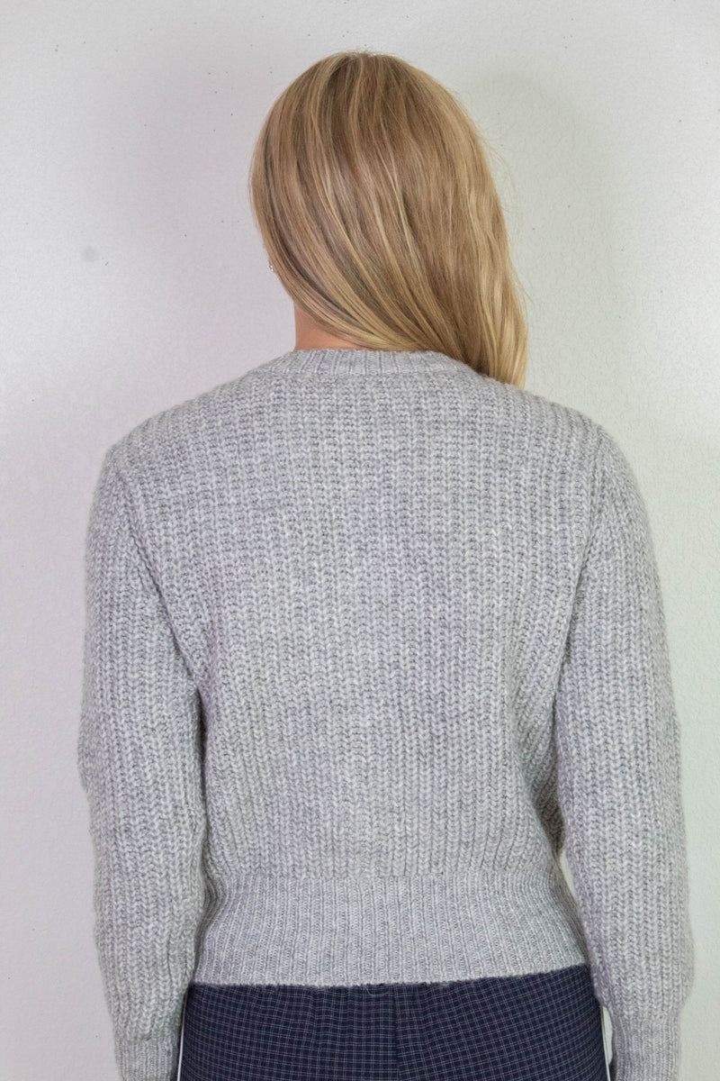 Letrice Silver Button Cardigan, Silver Grey Melange | RD Style