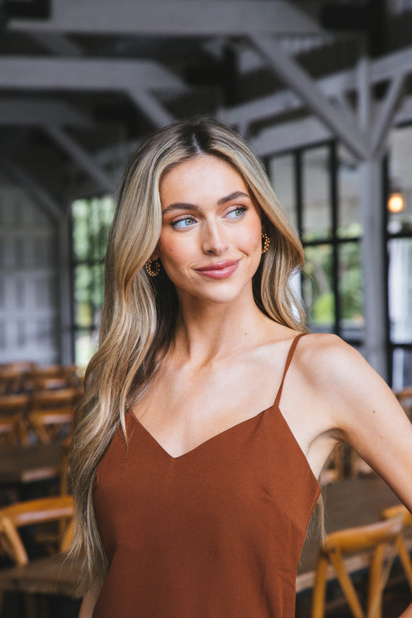 Coffee Date Mini Slip Dress, Brown | Sadie & Sage