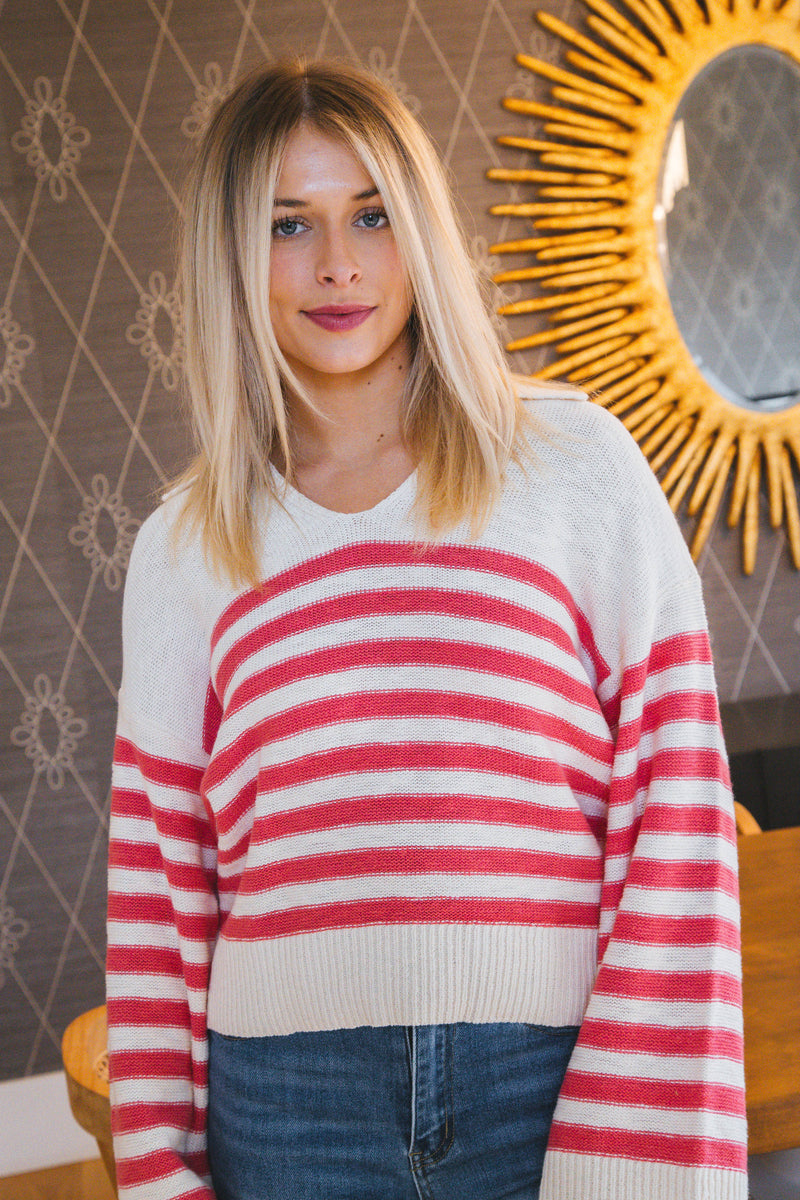 Perfect Timing Sweater, Flushed Stripe | Sanctuary