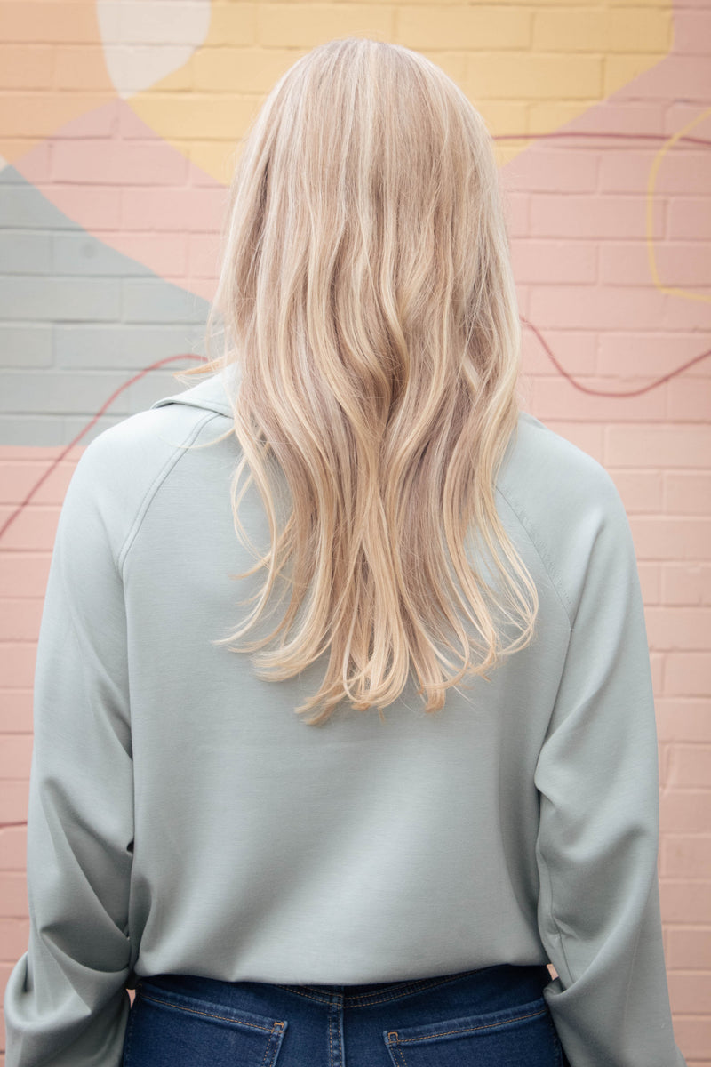 Jovie Half Zip Knit Sweatshirt, Sage Green