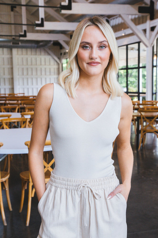 Willow Ribbed Tank Top, Oatmeal