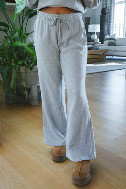 Simone Mid Rise Wide Leg Sweatpants, Heather Grey