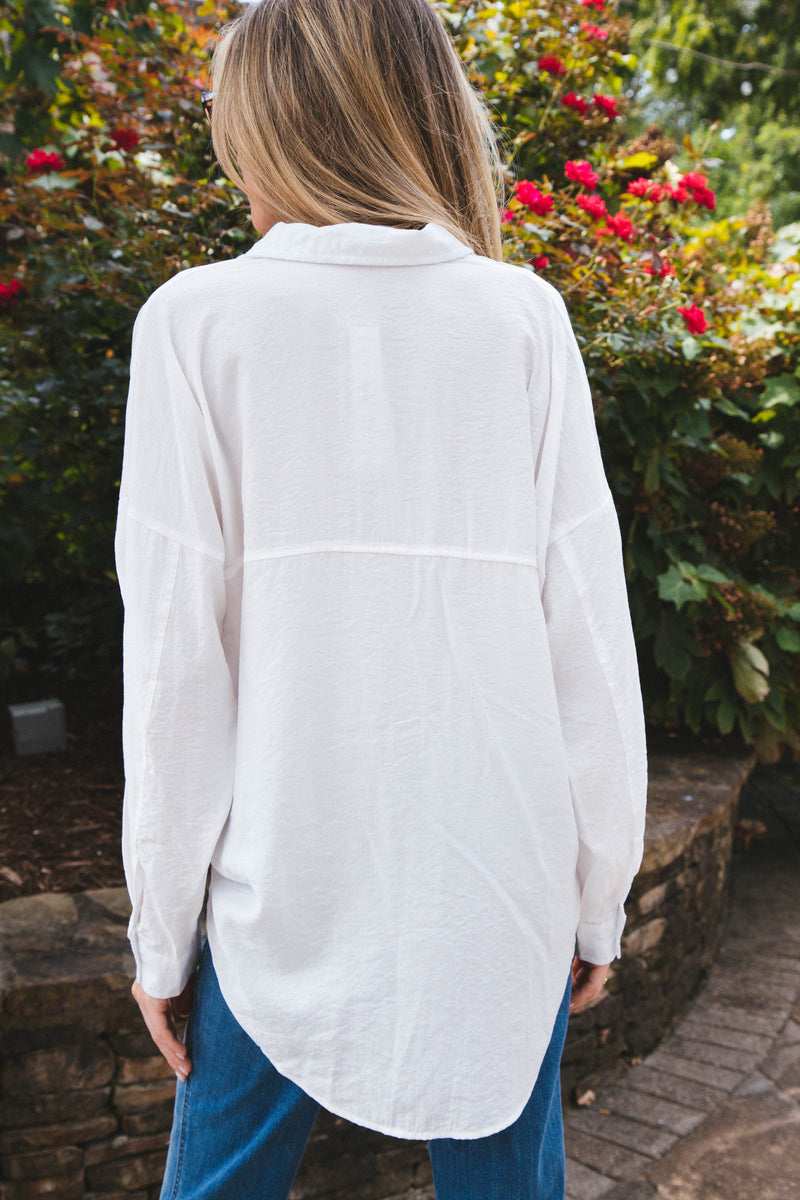 Stay Chic Button Down Shirt, White