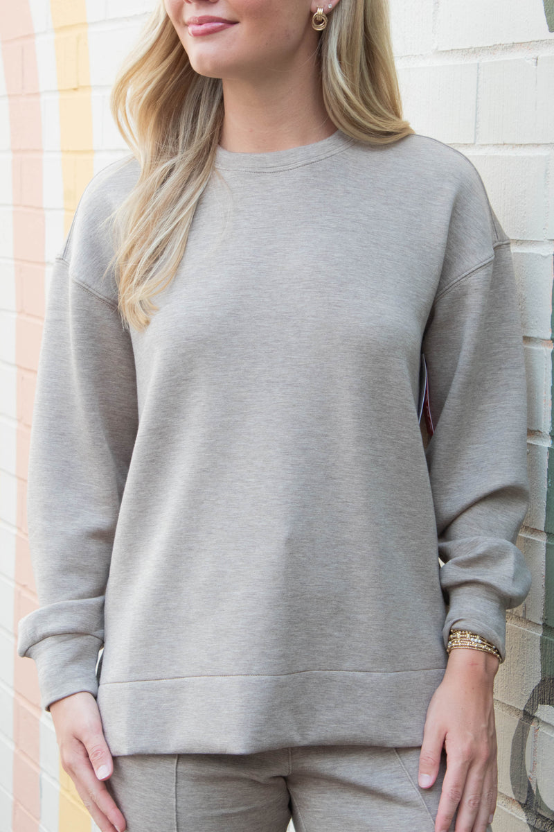 Brushed Airessentials Crewneck, Birch Heather | SPANX