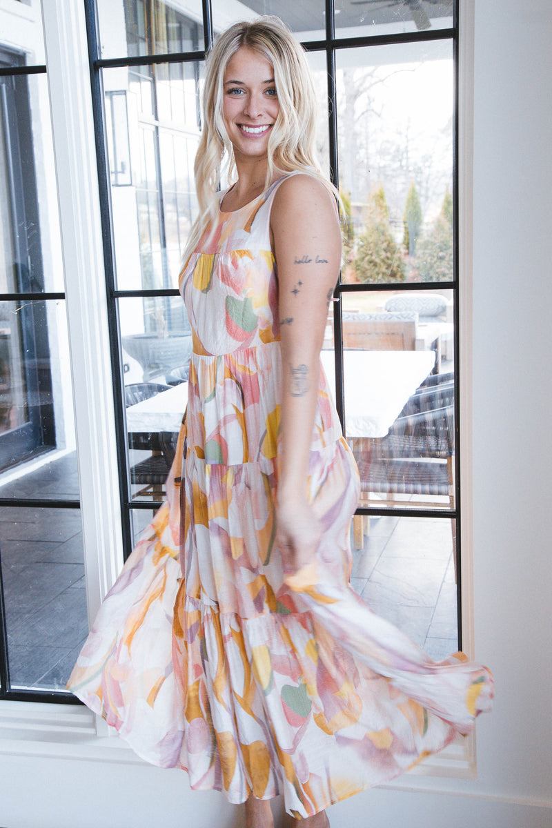 Tiffany Tiered Maxi Dress, Pink