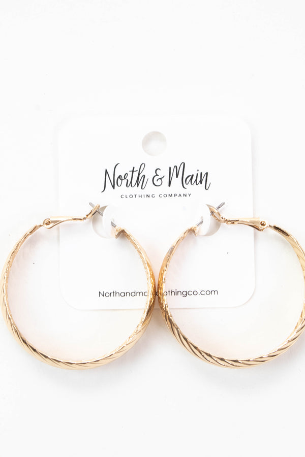 Laney Textured Hoop Earring, Gold