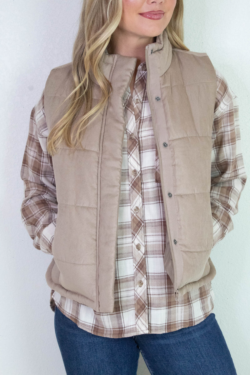 Monroe Brown Plaid Flannel Shirt, Mocha