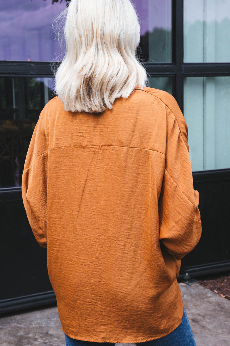 Rusty Three Quarter Sleeve Blouse, Camel