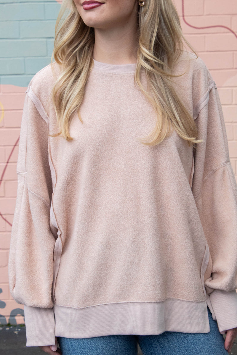 Millie Oversized Crewneck Sweatshirt, Dark Taupe