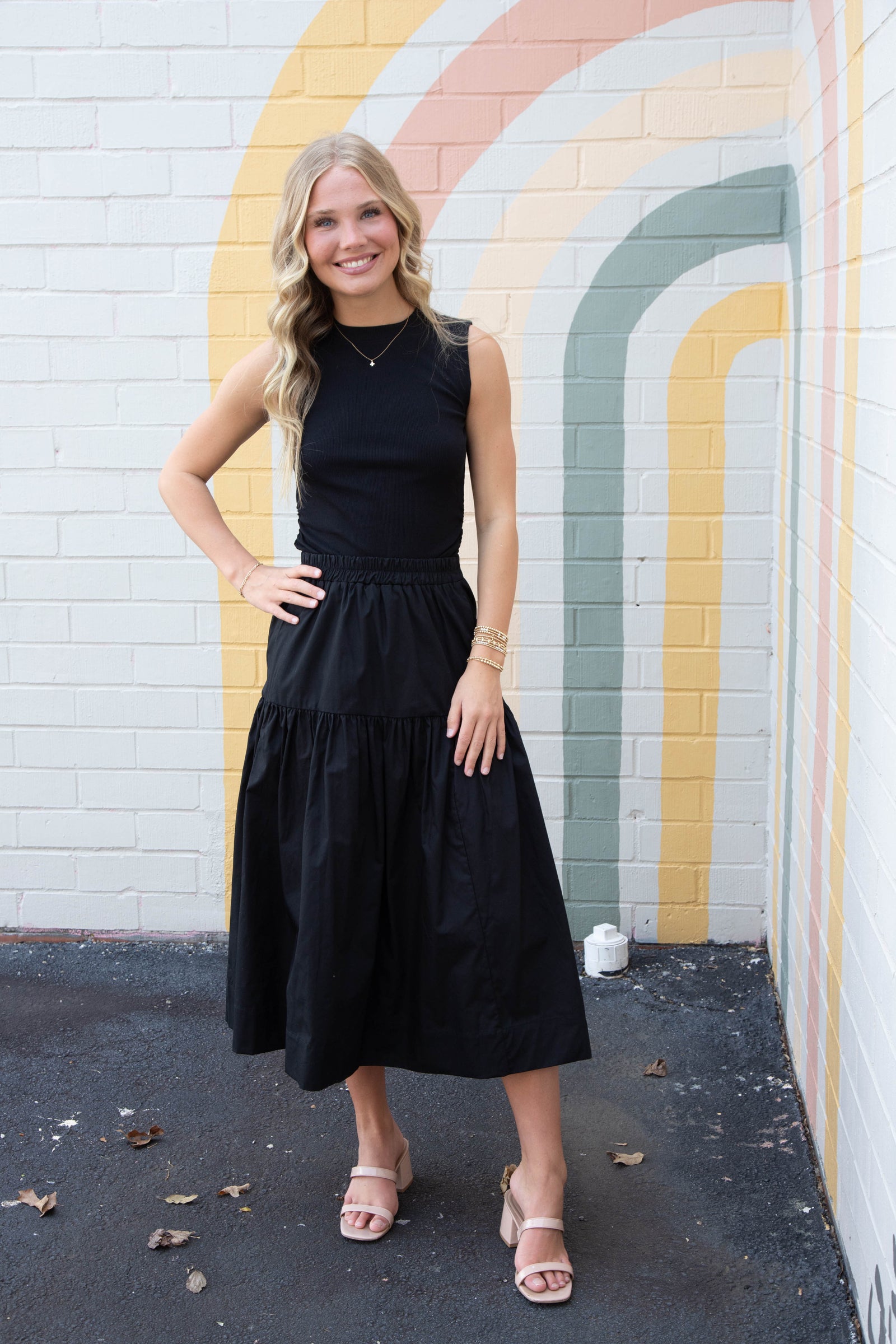 Maggie Poplin Prairie Skirt, Black | Sanctuary – North & Main