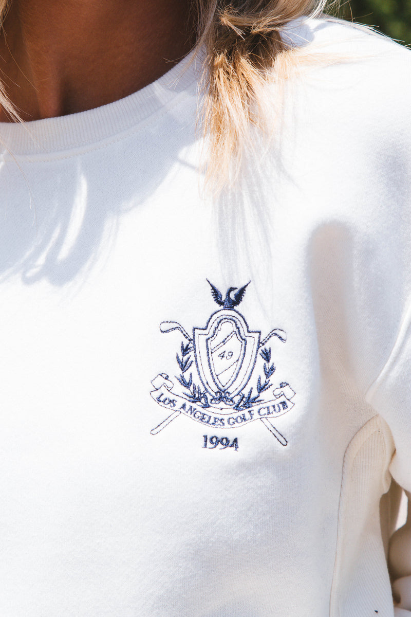 Fairway Embroidered Crewneck Sweatshirt, Ivory
