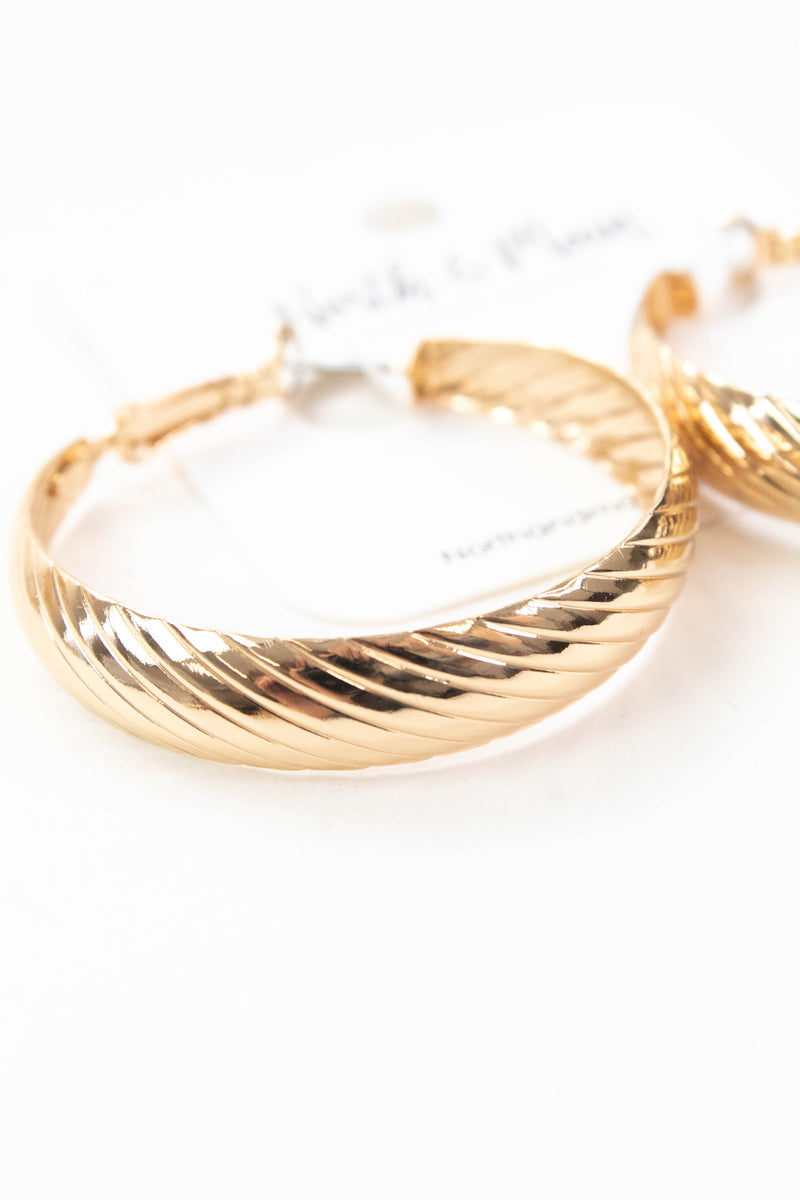 Laney Textured Hoop Earring, Gold