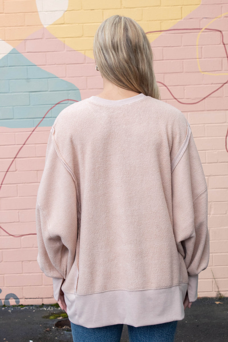 Millie Oversized Crewneck Sweatshirt, Dark Taupe
