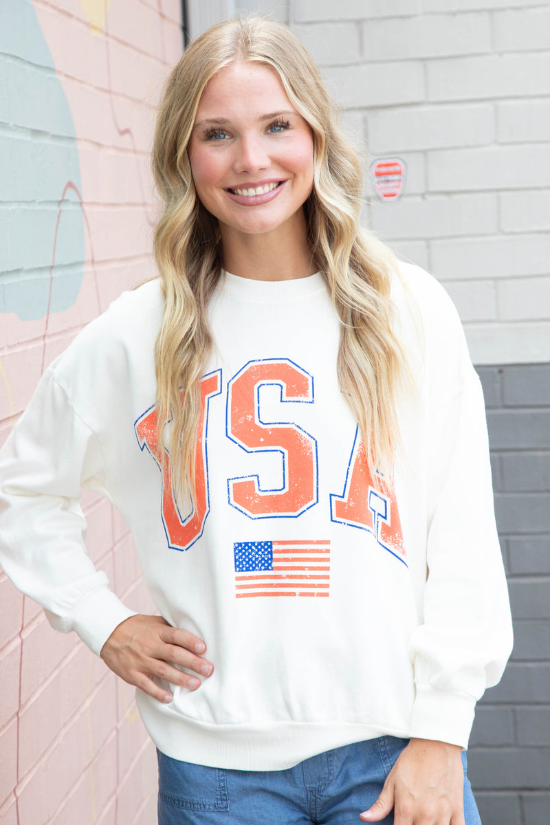 Flag Sunday Sweatshirt, Sea Salt | Z Supply