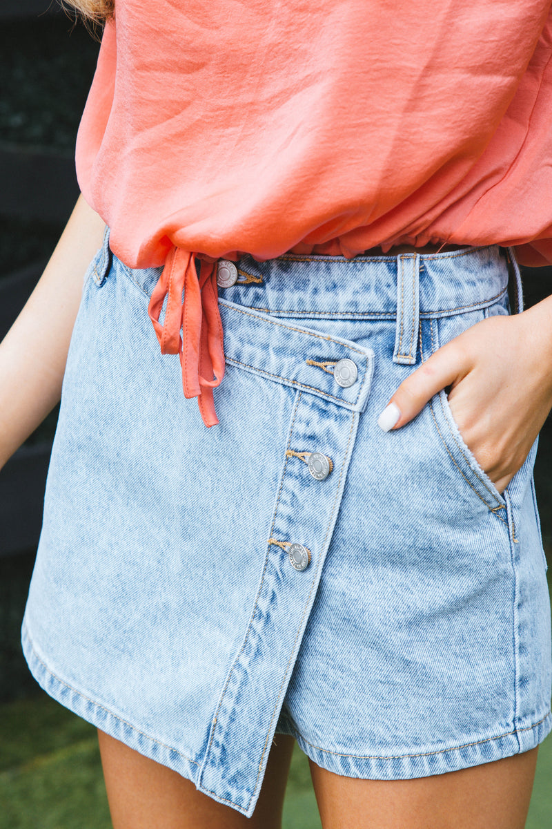 Izzy Denim Skort, Light Wash