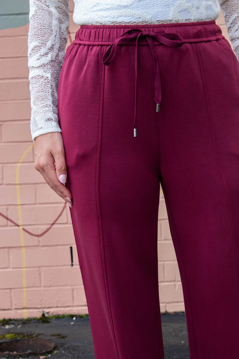 Mariella Brushed Modal Pull On Pants, Rosewood