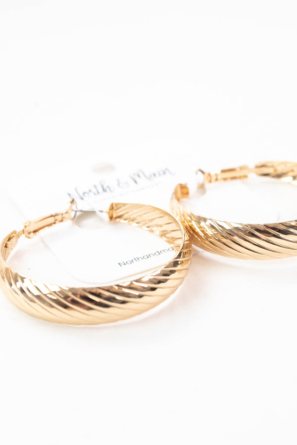 Laney Textured Hoop Earring, Gold