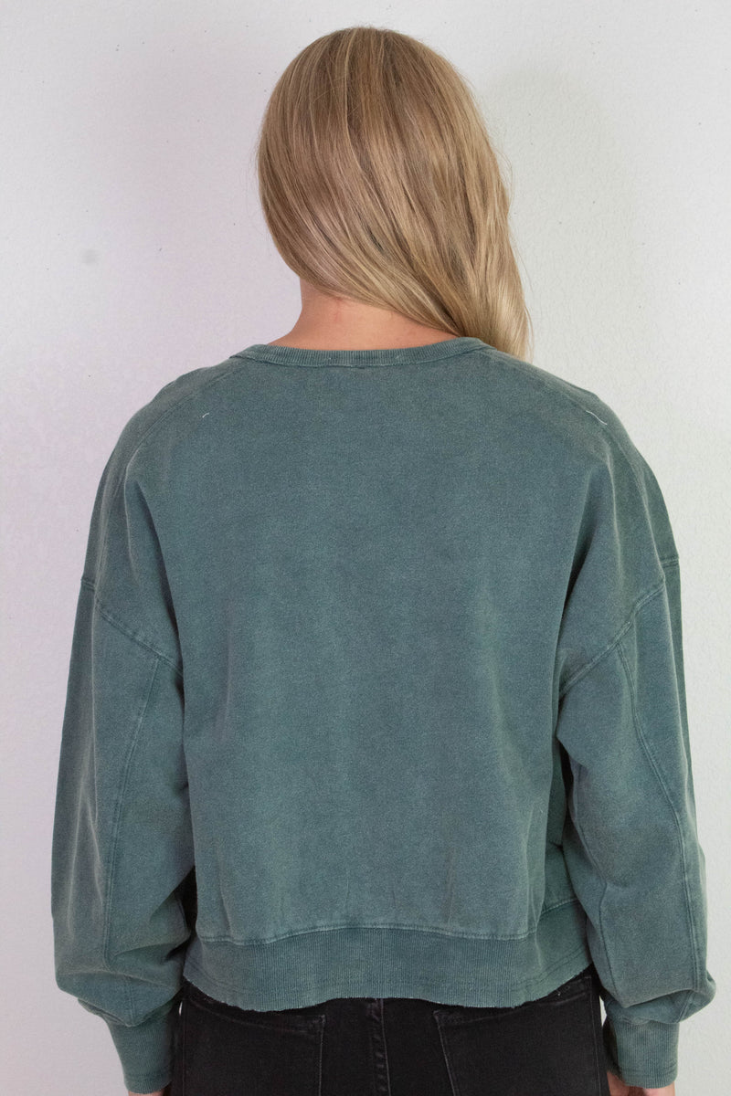 Elizabeth Washed Seam Detail Sweatshirt, Deep Green