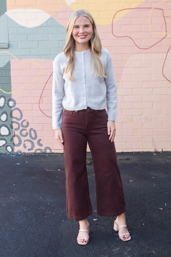 Zhongli Crewneck Cardigan, Greige Twist | RD Style