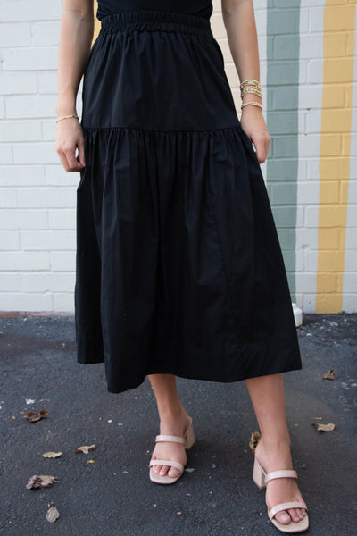 Maggie Poplin Prairie Skirt, Black | Sanctuary – North & Main