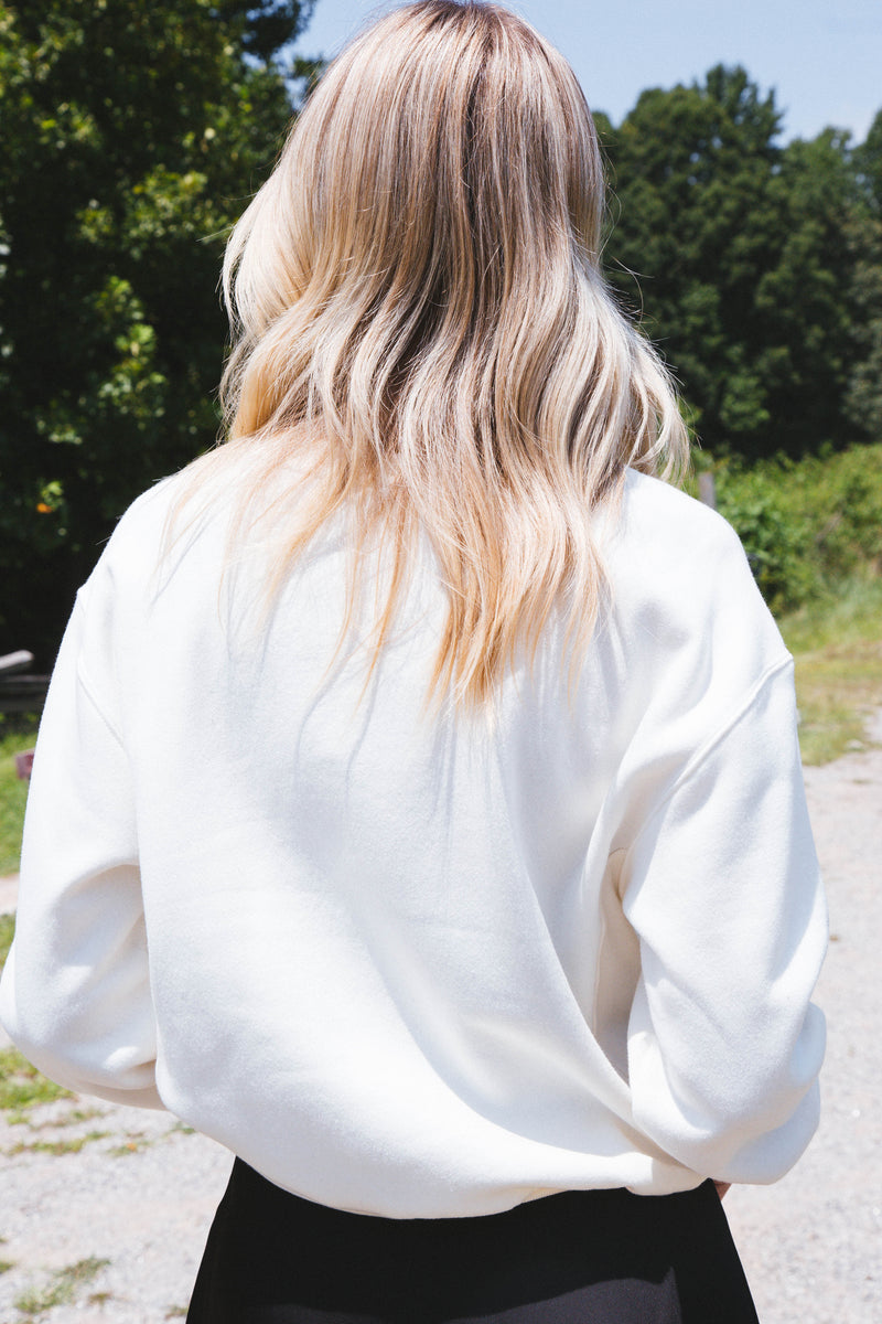 Fairway Embroidered Crewneck Sweatshirt, Ivory