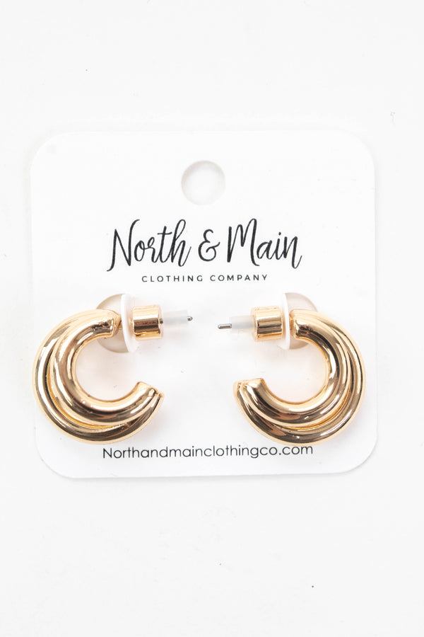 Billie Huggie Layered Earring, Gold